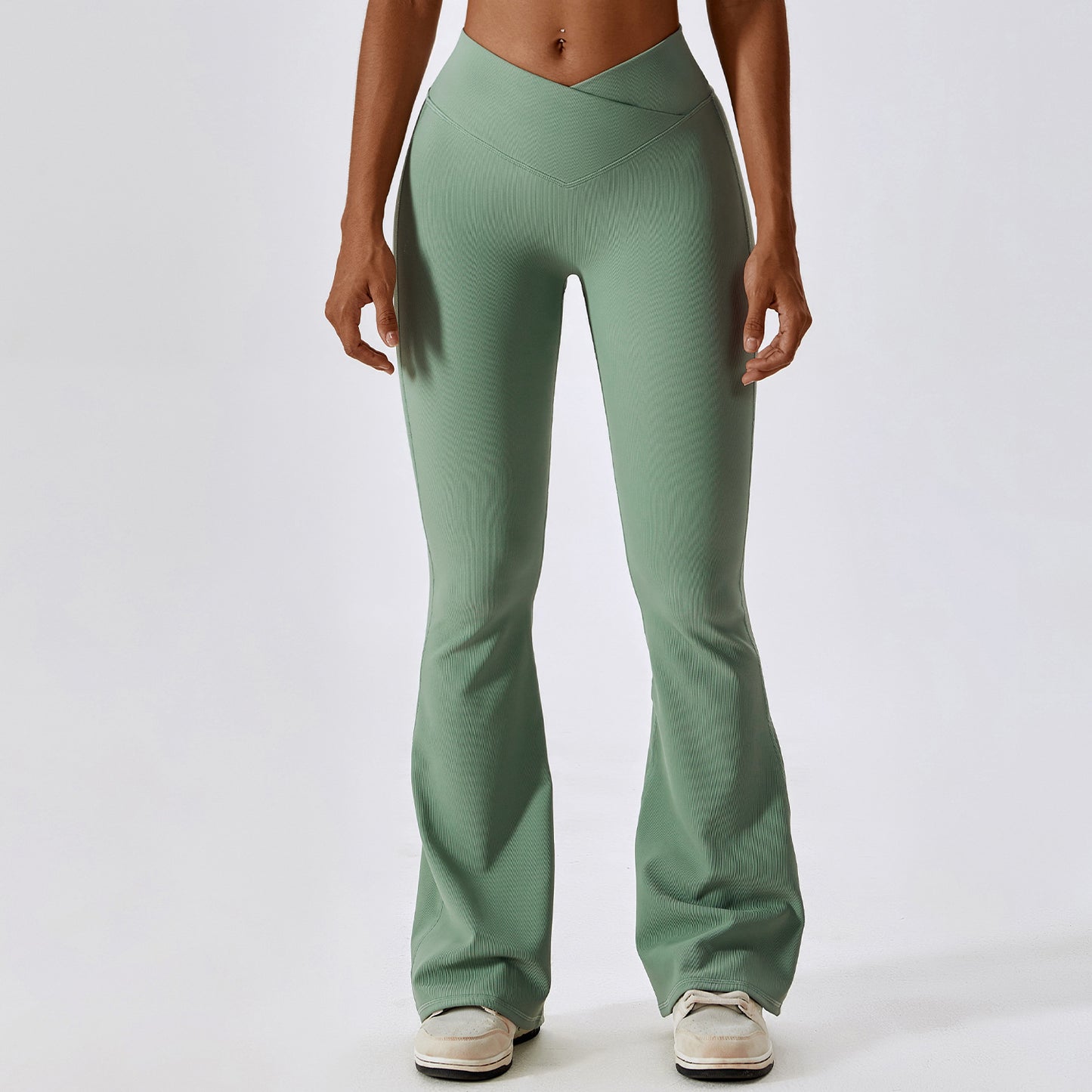 Nude Feel Waist Snatching Front Dip Bell Bottom Yoga Pant - Conway Lifestyle