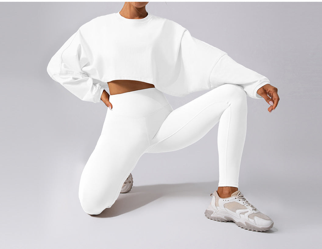 Oversized Drop Shoulder Crop Long Sleeve T-Shirt