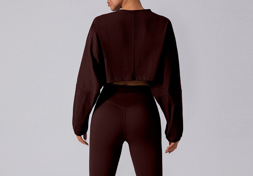 Oversized Drop Shoulder Crop Long Sleeve T-Shirt