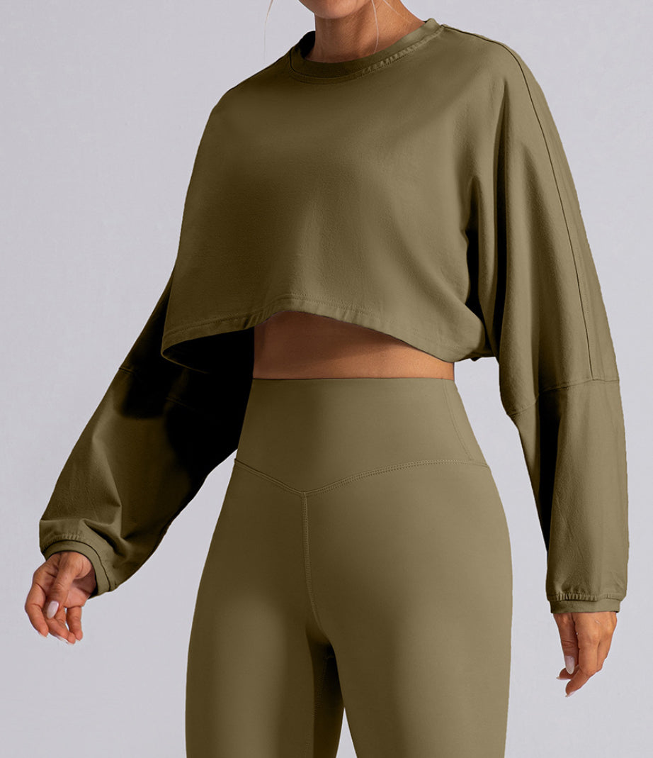 Oversized Drop Shoulder Crop Long Sleeve T-Shirt