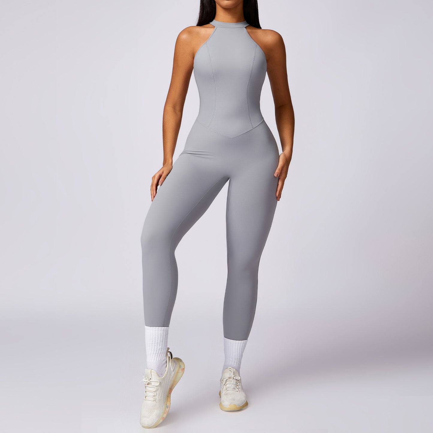 Nude Feel Booty Sculpting Backless High Neck Yoga Jumpsuit