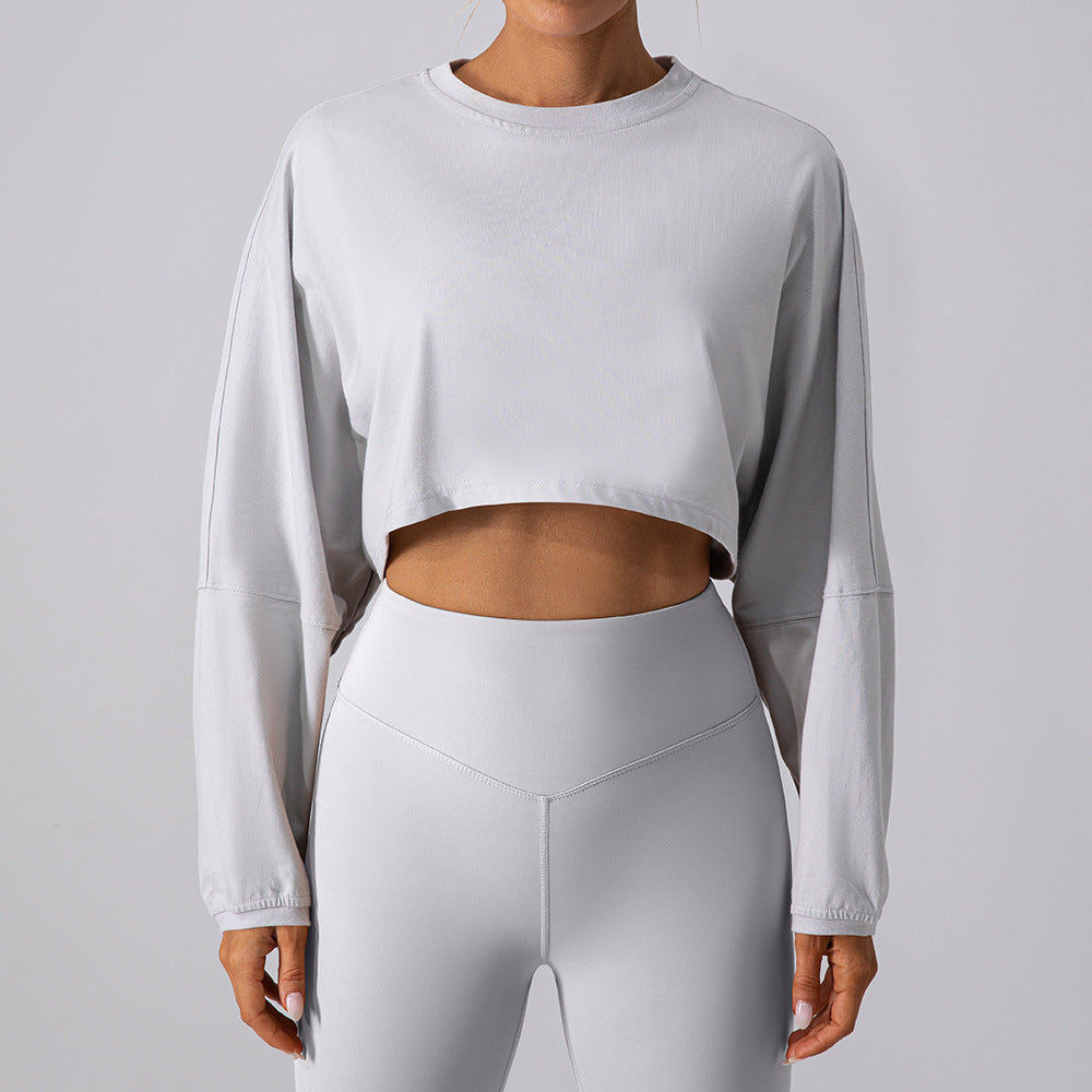 Oversized Drop Shoulder Crop Long Sleeve T-Shirt