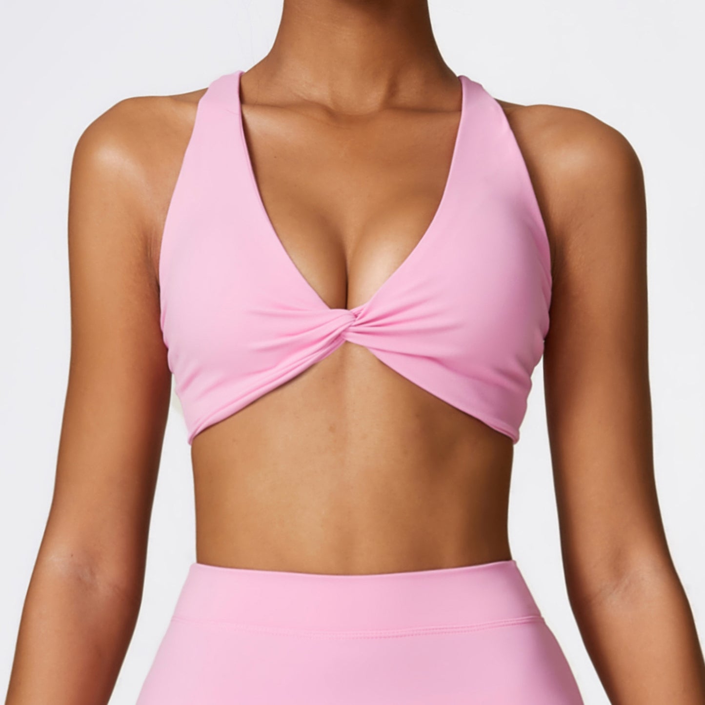 Nude Feel Twist Front Strappy Yoga Top - Conway Lifestyle