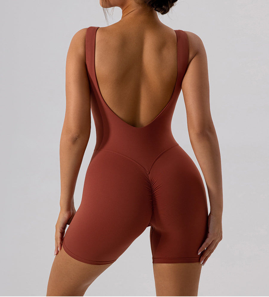 Nude Feel Short Backless Yoga Jumpsuit - Conway Lifestyle