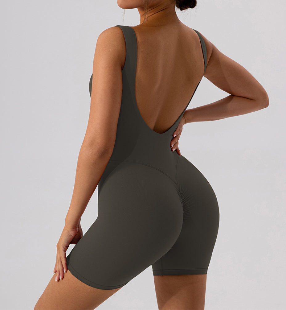 Nude Feel Short Backless Yoga Jumpsuit - Conway Lifestyle