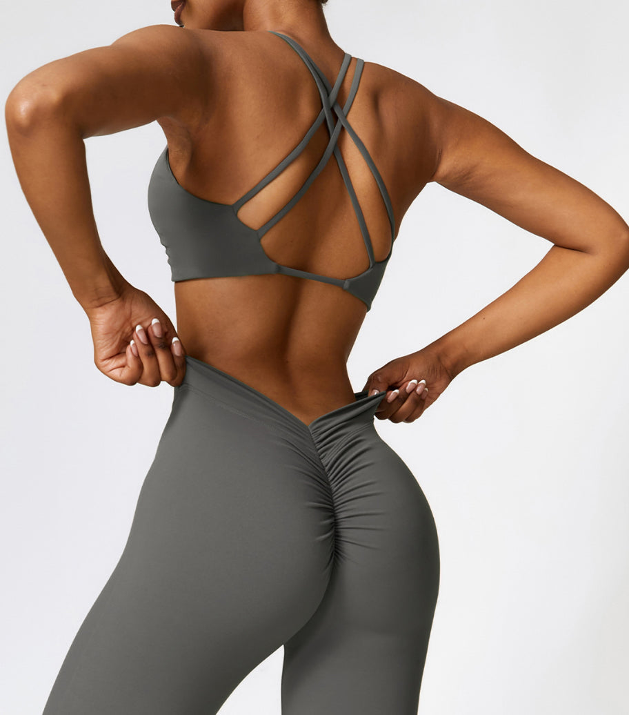 Nude Feel Twist Front Strappy Yoga Top - Conway Lifestyle