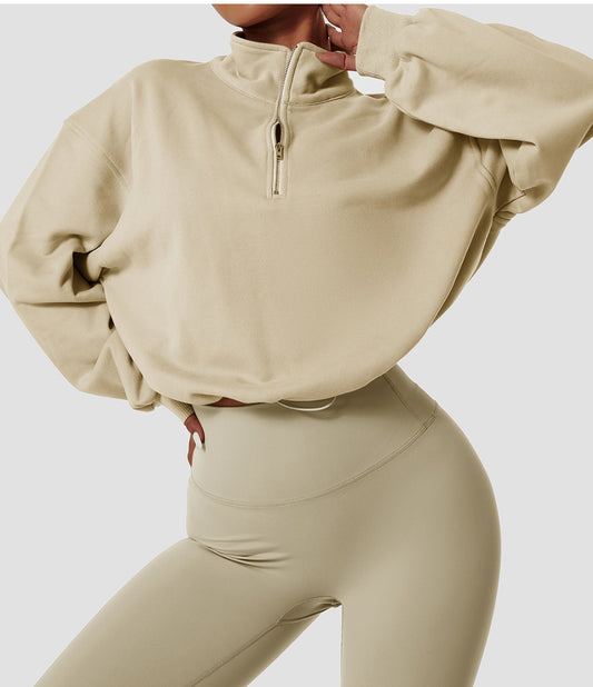 Oversized Drop Shoulder Crop Pullover Sweatshirt - Conway Lifestyle