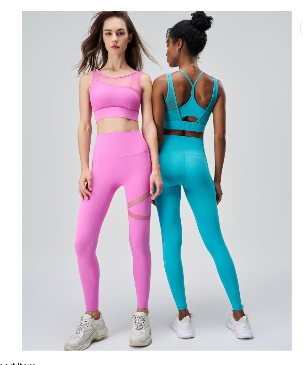 Abstract Cut-Out Mesh High Waisted Yoga Pants and Top 