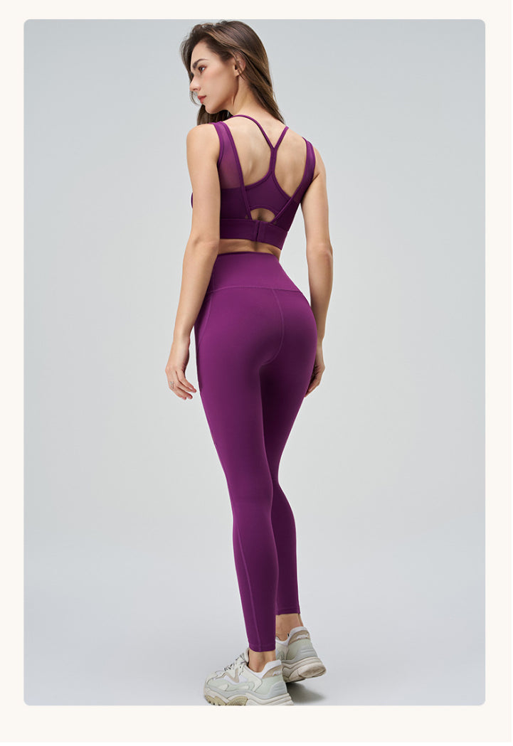 Abstract Cut-Out Mesh High Waisted Yoga Pants and Top 