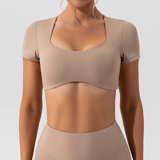 Nude Feel Cropped Short Sleeve Yoga Top - Conway Lifestyle