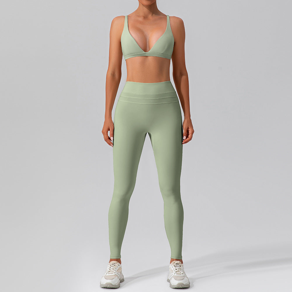 Nude Feel Waist Snatching Activewear Yoga 2-Piece Set - Conway Lifestyle