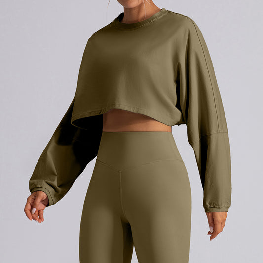 Oversized Drop Shoulder Crop Long Sleeve T-Shirt 