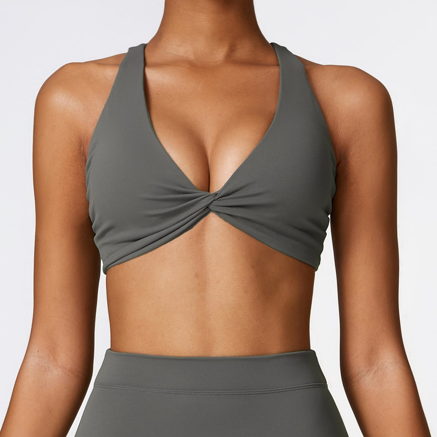 Nude Feel Twist Front Strappy Yoga Top - Conway Lifestyle