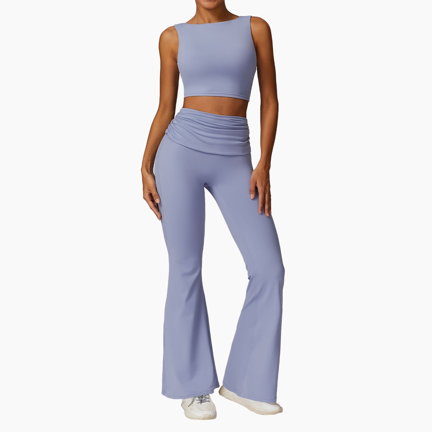 Nude Feel Flare Pant and Midlength Backless Yoga 2-Piece Set - Conway Lifestyle