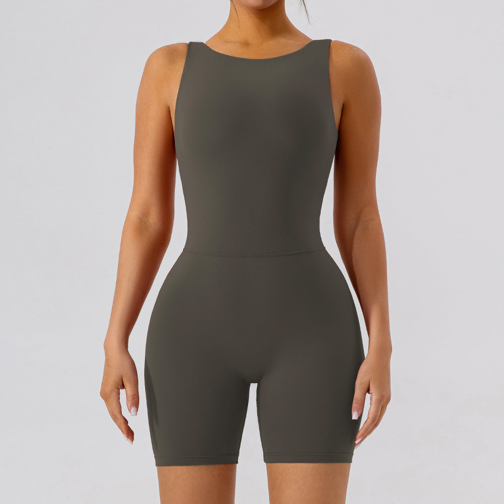 Nude Feel Short Backless Yoga Jumpsuit - Conway Lifestyle