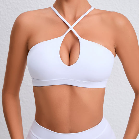 Seamless Criss Cross Neck Yoga Sports Bra 