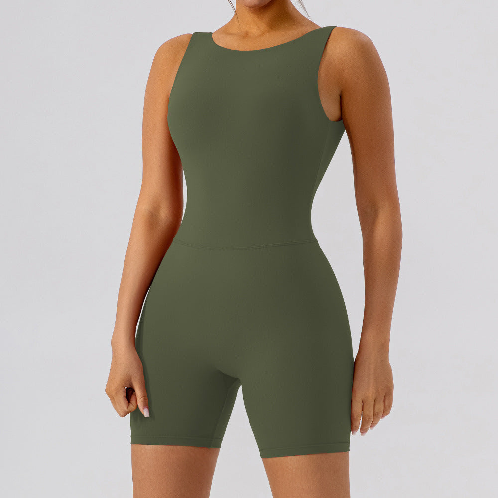 Nude Feel Short Backless Yoga Jumpsuit - Conway Lifestyle