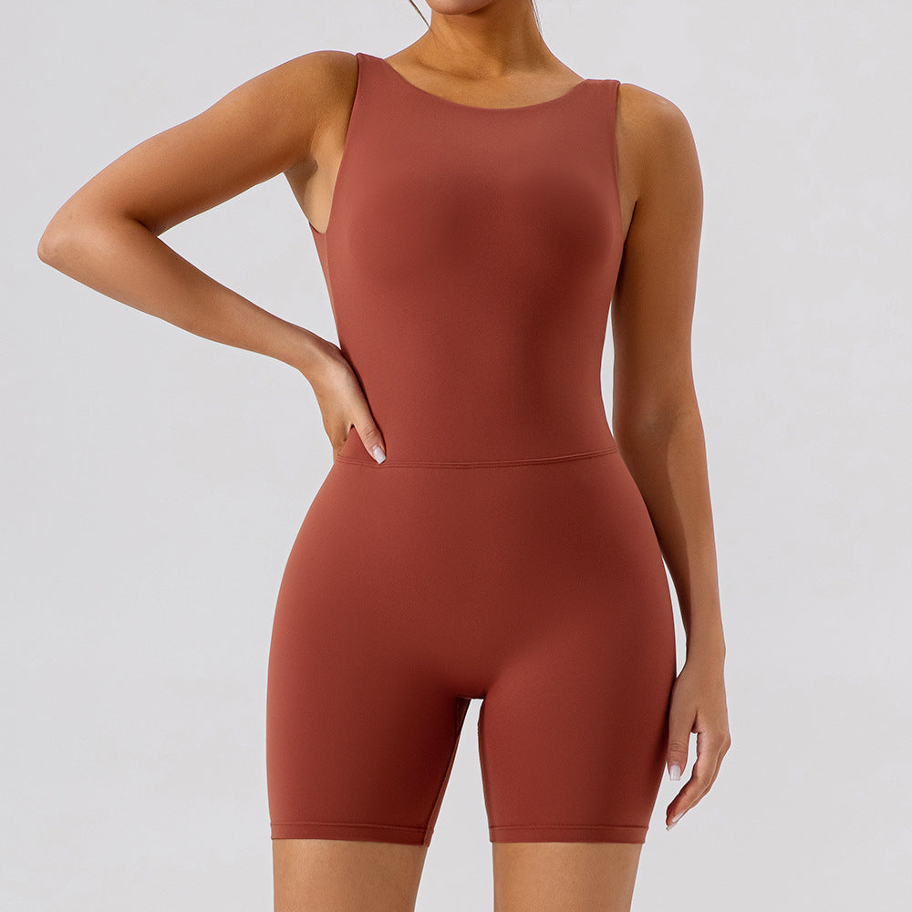 Nude Feel Short Backless Yoga Jumpsuit - Conway Lifestyle