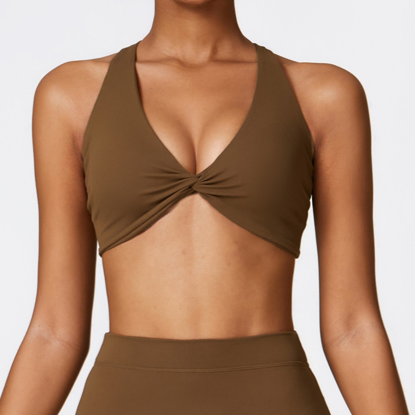 Nude Feel Twist Front Strappy Yoga Top - Conway Lifestyle