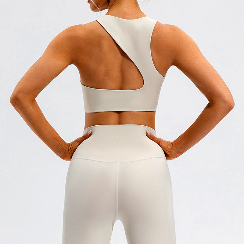 Nude Feel Asymmetrical Athletic Wear Open Back 2-Piece Set - Conway Lifestyle