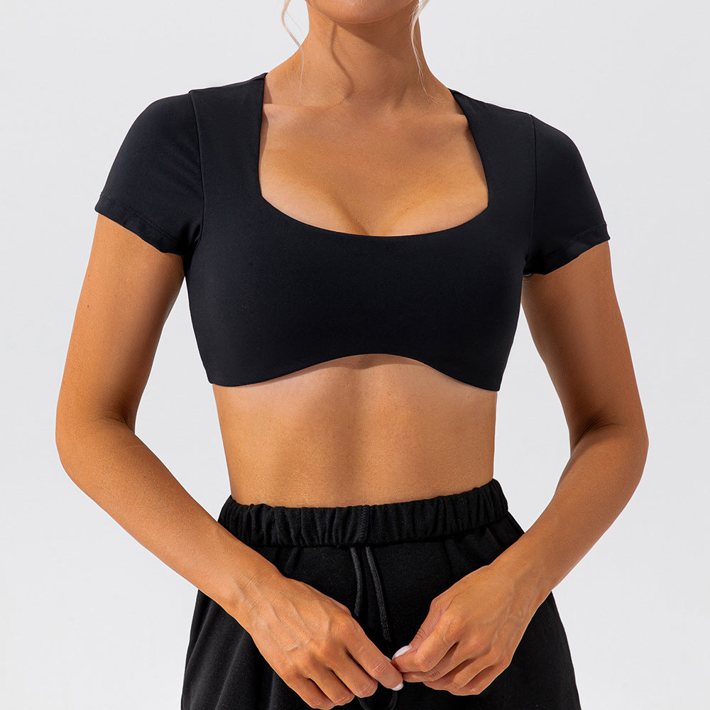 Nude Feel Cropped Short Sleeve Yoga Top - Conway Lifestyle