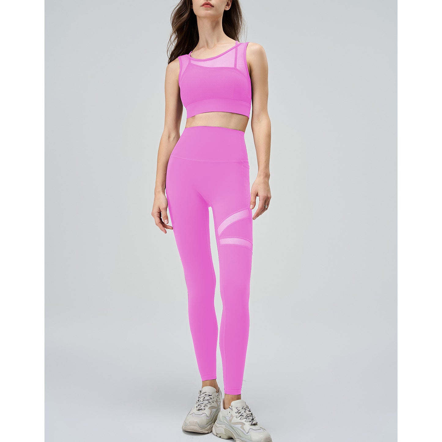 Abstract Cut-Out Mesh High Waisted Yoga Pants and Top 