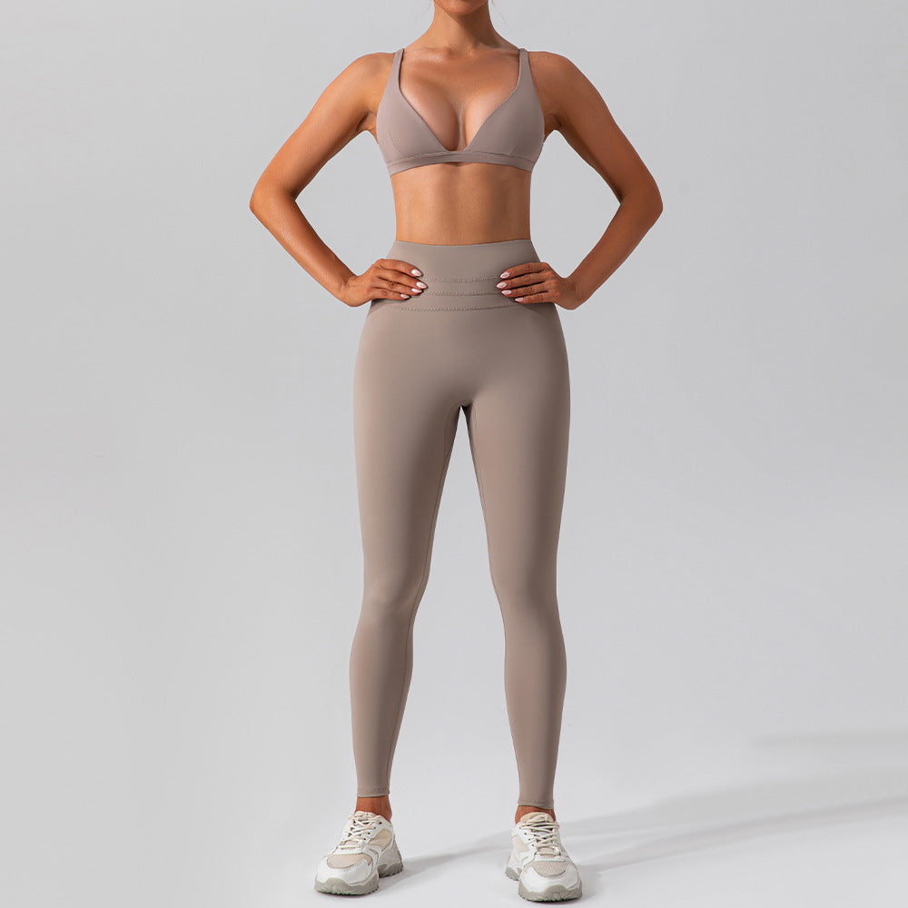 Nude Feel Waist Snatching Activewear Yoga 2-Piece Set - Conway Lifestyle