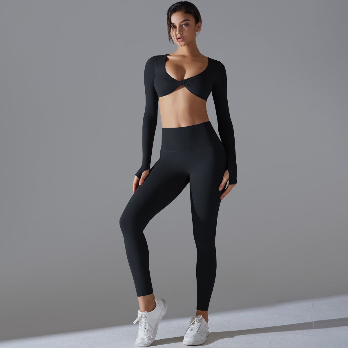 Internet Celebrity Yoga Clothes Trend Sports Push Up Long Sleeve Solid Color Slim Elastic Workout Clothes Running Training Sports Suit