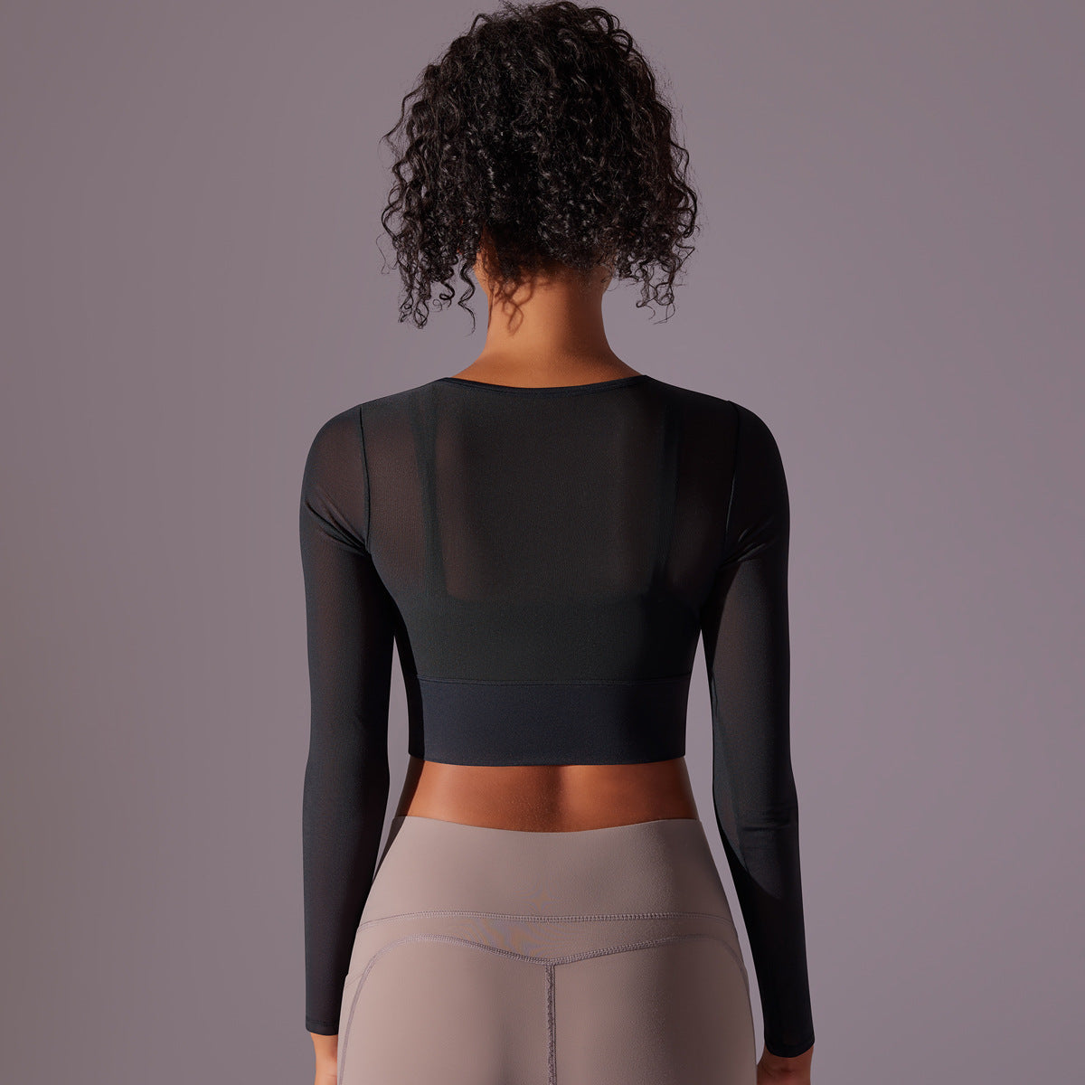 Sexy Mesh Long Sleeve Cut Out Sports Bra - Conway Lifestyle