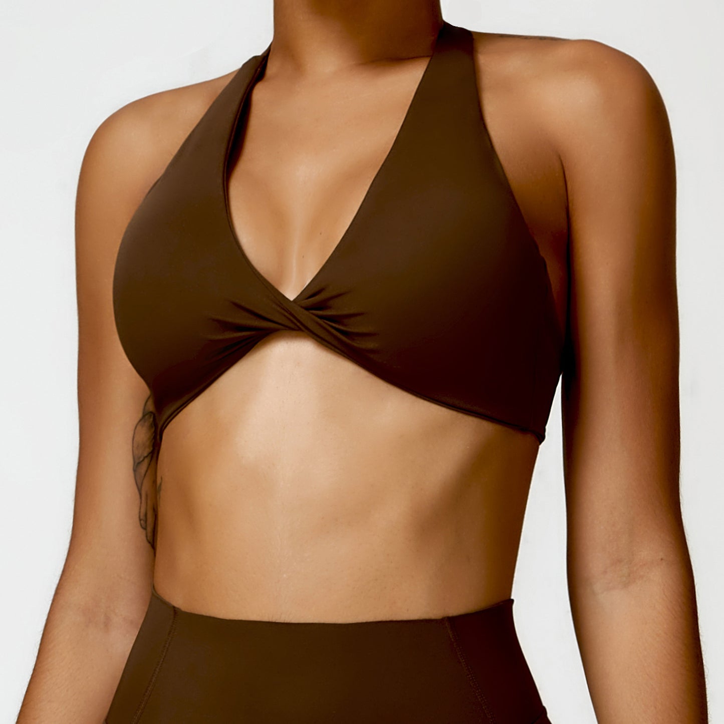 Nude Feel Twist Front Yoga Halter Top - Conway Lifestyle