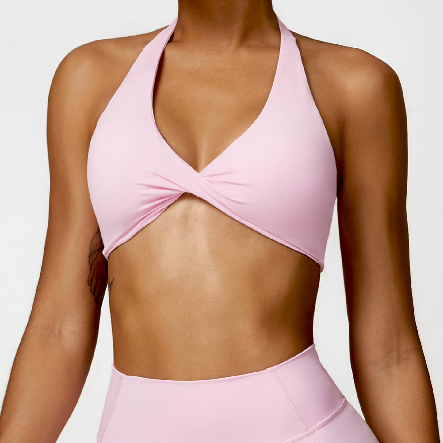 Nude Feel Twist Front Yoga Halter Top - Conway Lifestyle