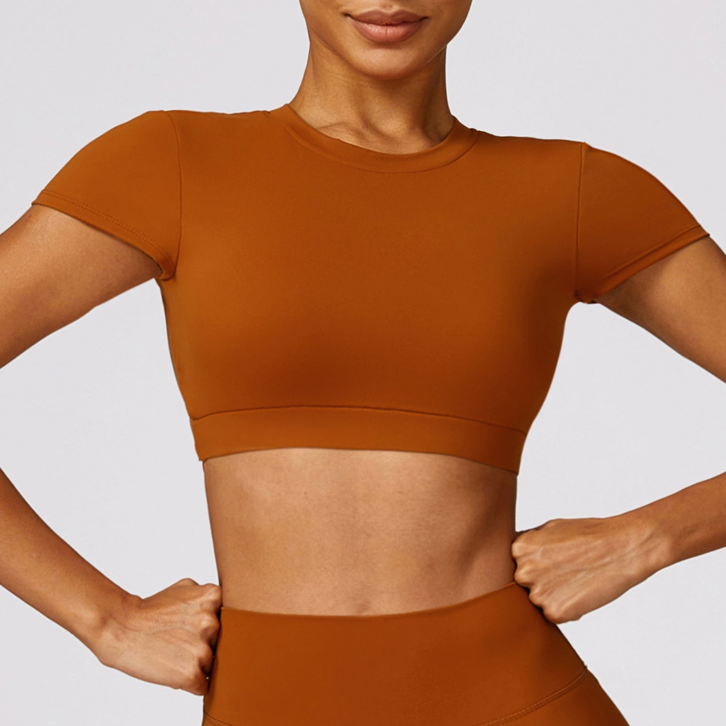 Nude Feel Backless Crop Yoga Short Sleeve Top - Conway Lifestyle