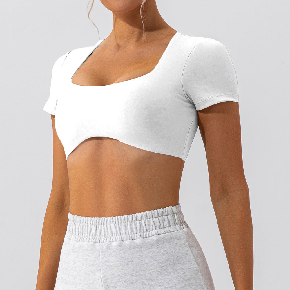 Nude Feel Cropped Short Sleeve Yoga Top - Conway Lifestyle