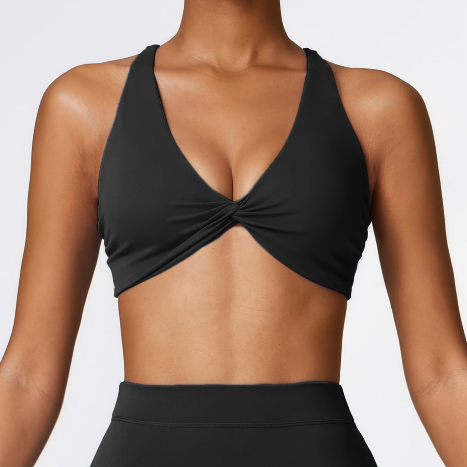 Nude Feel Twist Front Strappy Yoga Top - Conway Lifestyle